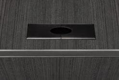 Premium Ash Gray U-shaped Desk With Locking Pedestal & Wire Management -Home Decor Shop LBR LRT Grommet AG