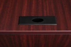 Premium Mahogany U-shaped Desk With Locking Pedestal & Wire Management -Home Decor Shop LBR LRT Grommet MH