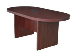 71" Racetrack Conference Table With Power Data Port In Mahogany