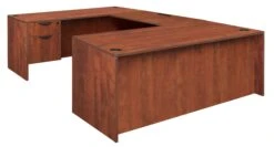 Premium Cherry U-shaped Desk With Locking Pedestal & Wire Management