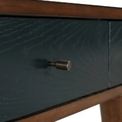 Sleek 48" Navy & Pecan Three-Drawer Writing Desk -Home Decor Shop MP122 0203 Silo CloseUp2 jpg