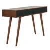 Sleek 48" Navy & Pecan Three-Drawer Writing Desk