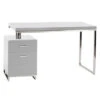 White Lacquer & Chromed 47" Executive Office Desk With Drawers