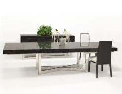 Modern 84 - 123" High Gloss Gray Oak Conference Table With Optional Credenza