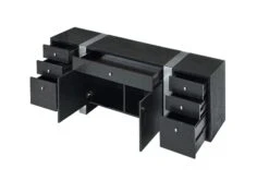 79" Wenge & Brushed Aluminum Laminate Modern Credenza -Home Decor Shop NERO WH BK 3