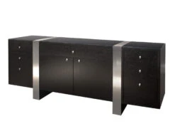 Premium Modern Executive Desk In Wenge & Brushed Aluminum Laminate -Home Decor Shop Nero wenge credenza