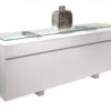 80" White Lacquer Modern Credenza With Floating Glass Top