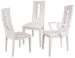Unique White Lacquer & White Leather Armless Conference Chair (Set Of TWO)