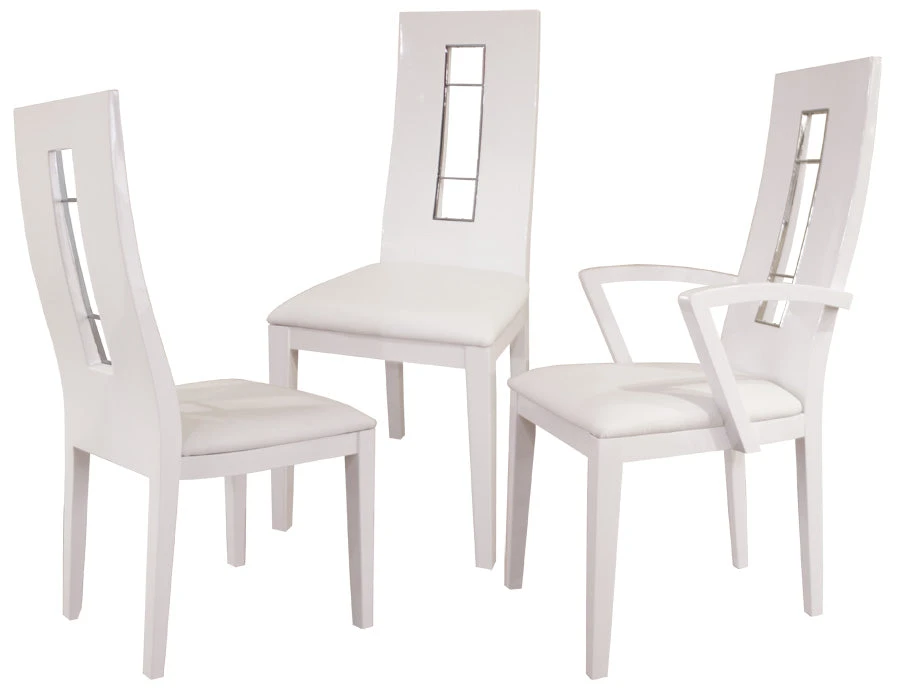 Unique White Lacquer & White Leather Armless Conference Chair (Set Of TWO) 1 Unique White Lacquer & White Leather Armless Conference Chair (Set Of TWO)