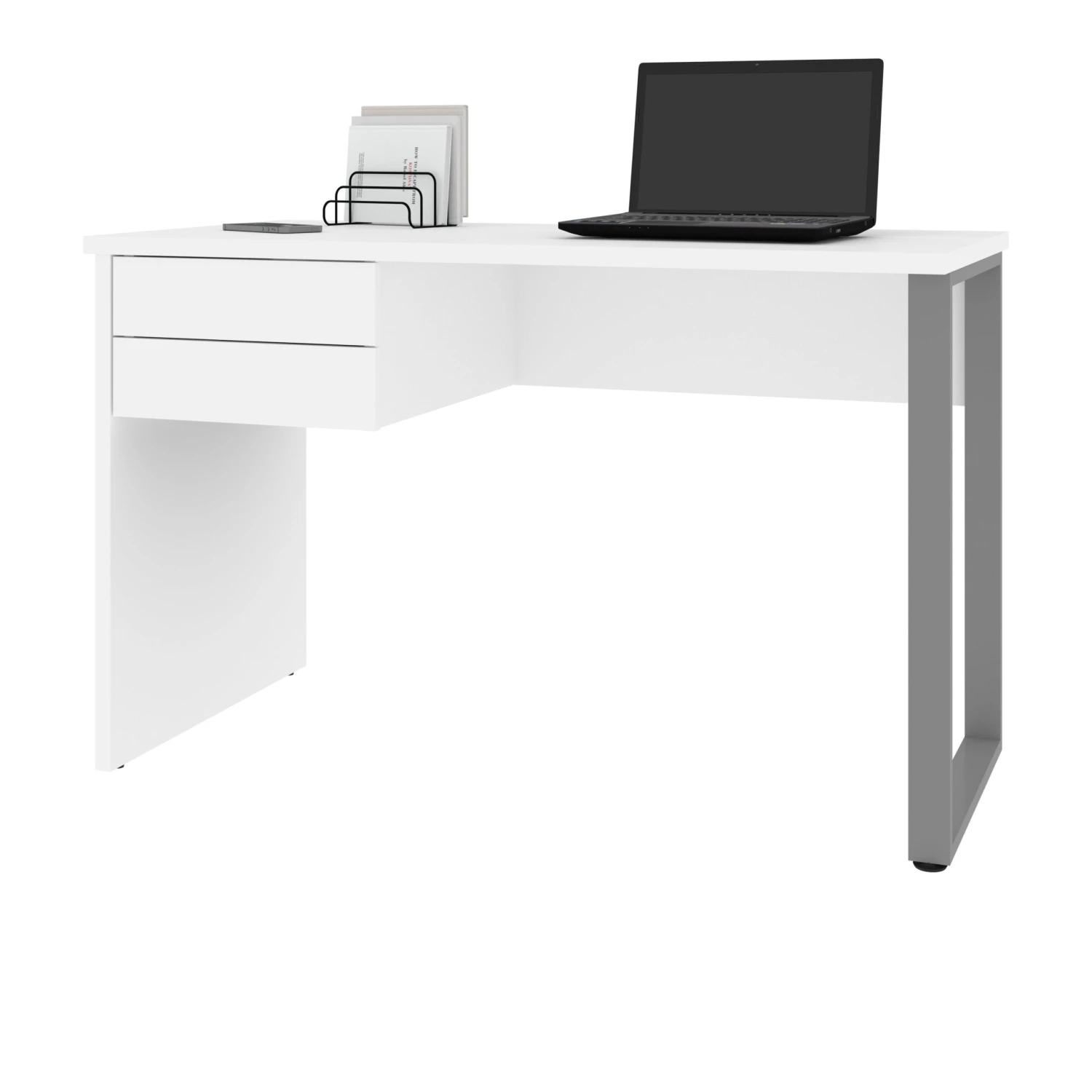 47" Refined Office Desk In White With U-Shaped Metal Leg 2 47" Refined Office Desk In White With U-Shaped Metal Leg - Image 2