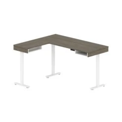 71" Adjustable Walnut Gray And White L-Shaped Standing Desk -Home Decor Shop O6504k83777g2784M923N82Pdn536alO