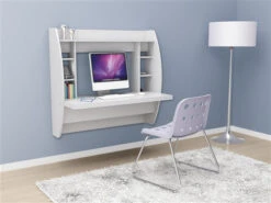 Prepac Modern 42" White Floating Wall Mounted Desk