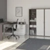 72" L-Shaped Executive Desk With Storage Cabinets In Bark Gray & White