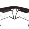 L-shaped Desk With Solid Wood Top In Mocha Walnut & Storage