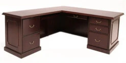 Prestige L-shaped Corner Veneer Desk In Mahogany