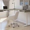 71" L-Shaped Sleek Walnut Gray & White Standing Desk