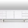 79" Modern White Lacquer & Chrome Credenza