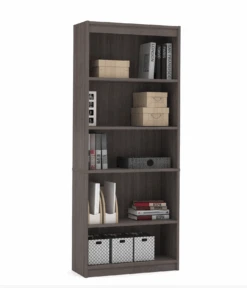 Modern Bark Gray L-shaped Desk And Hutch With Frosted Glass Doors -Home Decor Shop ScreenShot2023 11 20at9.56.03AM