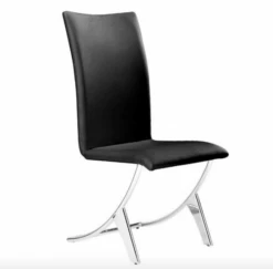 Modern Black Leather Conference / Guest Chair With Chrome Frame (Set Of 2)