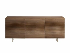 Unique 71" Walnut & Brushed Metal Credenza