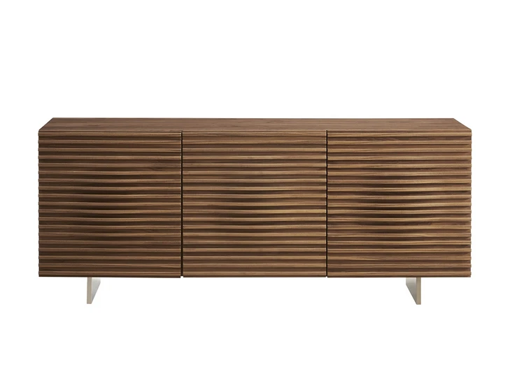 Unique 71" Walnut & Brushed Metal Credenza 1 Unique 71" Walnut & Brushed Metal Credenza
