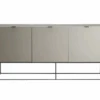 Taupe High Gloss Lacquer 71" Credenza With Black Base