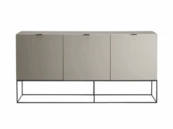 Taupe High Gloss Lacquer 71" Credenza With Black Base
