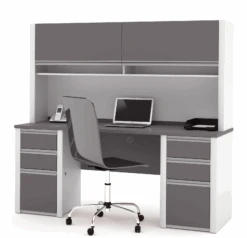 71" Desk - Hutch Combo In Slate & Sandstone