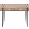 Elegant Modern Walnut Office Desk With Clear Glass Legs