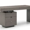 71" Modern Executive Desk With Side Drawers In Gray Oak