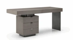 71" Modern Executive Desk With Side Drawers In Gray Oak