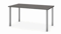 60" Bark Gray Desk With Square Metal Legs