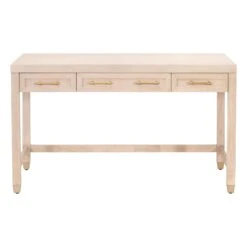 Star 54" Light Honey Oak & Brushed Brass Executive Desk