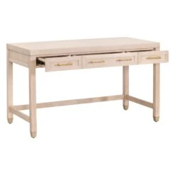 Star 54" Light Honey Oak & Brushed Brass Executive Desk -Home Decor Shop StellaDesk LightHoneyOak 1 04