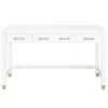 Star 54" Matte White Lacquer & Brushed Brass Executive Desk