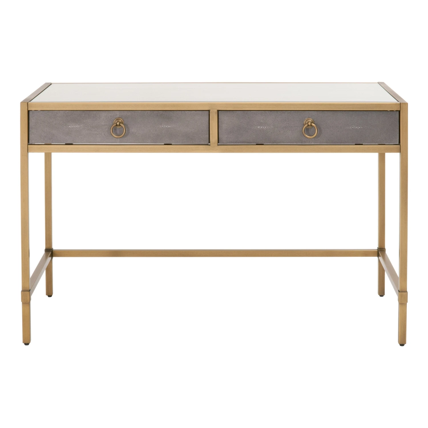 Star 49" Brushed Gold And Strand Shagreen Desk 1 Star 49" Brushed Gold And Strand Shagreen Desk