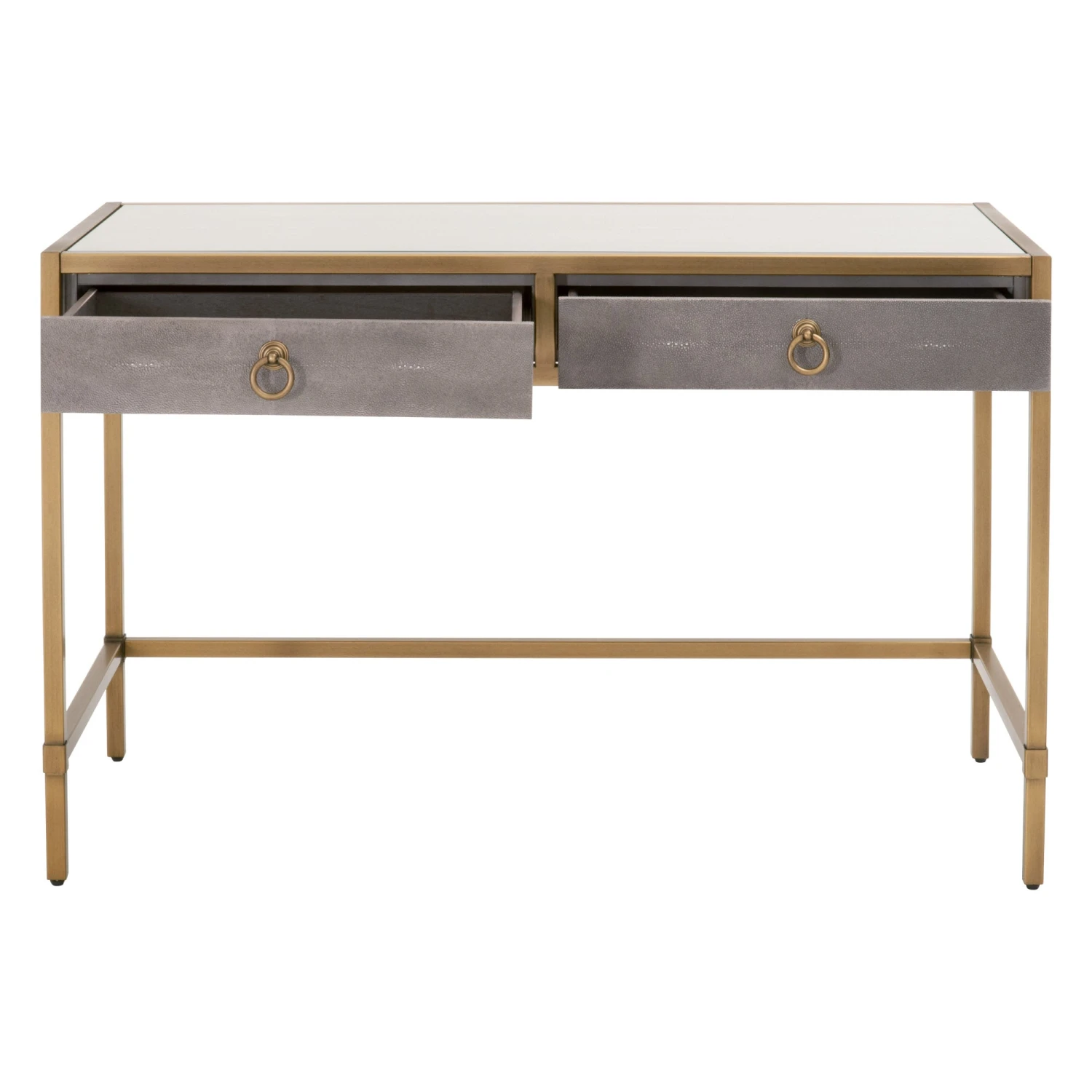 Star 49" Brushed Gold And Strand Shagreen Desk 2 Star 49" Brushed Gold And Strand Shagreen Desk - Image 2