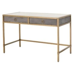 Star 49" Brushed Gold And Strand Shagreen Desk 6 Star 49" Brushed Gold And Strand Shagreen Desk -Home Decor Shop StrandShagreenWritingDesk Gray 1 03 020b9d20 bb47 4c0c b17b a4a9e096976a