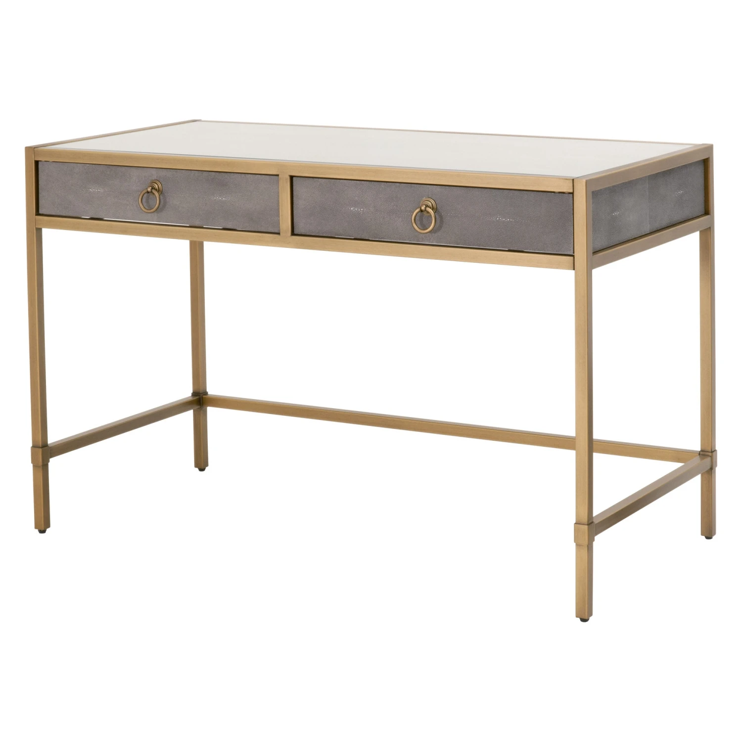 Star 49" Brushed Gold And Strand Shagreen Desk 3 Star 49" Brushed Gold And Strand Shagreen Desk - Image 3