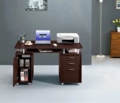 Modern Double Pedestal Desk With CPU Cabinet -Home Decor Shop TMRTA4985 2