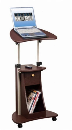 Modern Chocolate Mobile Laptop Stand With Storage