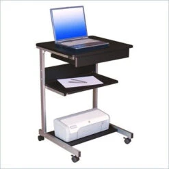 Mobile Laptop Workstation With Storage In Graphite