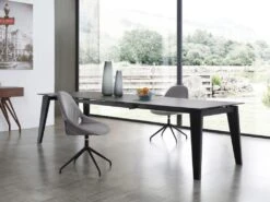 71"-110" Black Conference Table Or Executive Desk With Ceramic & Glass Top