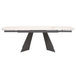 Star 63" - 95" White Ceramic Conference Table With Dark Gray Steel Base