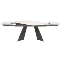 Star 63" - 95" White Ceramic Conference Table With Dark Gray Steel Base -Home Decor Shop TorqueExtensionDiningTable MatteDarkGray 1 02