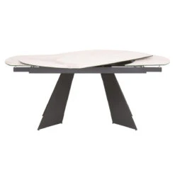 Star 63" - 95" White Ceramic Conference Table With Dark Gray Steel Base -Home Decor Shop TorqueExtensionDiningTable MatteDarkGray 1 04
