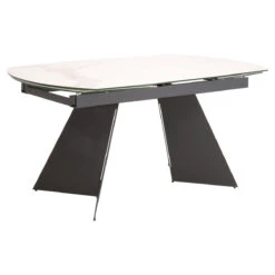 Star 63" - 95" White Ceramic Conference Table With Dark Gray Steel Base -Home Decor Shop TorqueExtensionDiningTable MatteDarkGray 1 06