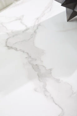 Star 63" - 95" White Ceramic Conference Table With Dark Gray Steel Base -Home Decor Shop TorqueExtensionDiningTable MatteDarkGray 2 03