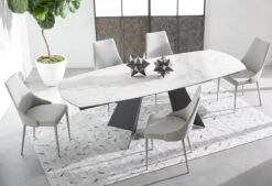 Star 63" - 95" White Ceramic Conference Table With Dark Gray Steel Base -Home Decor Shop TorqueExtensionDiningTable MatteDarkGray 3 03