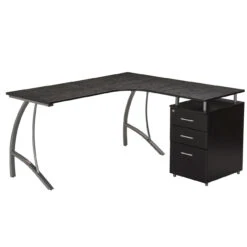 59" Curved L-Desk In Espresso With Locking File -Home Decor Shop Uh vfqfB